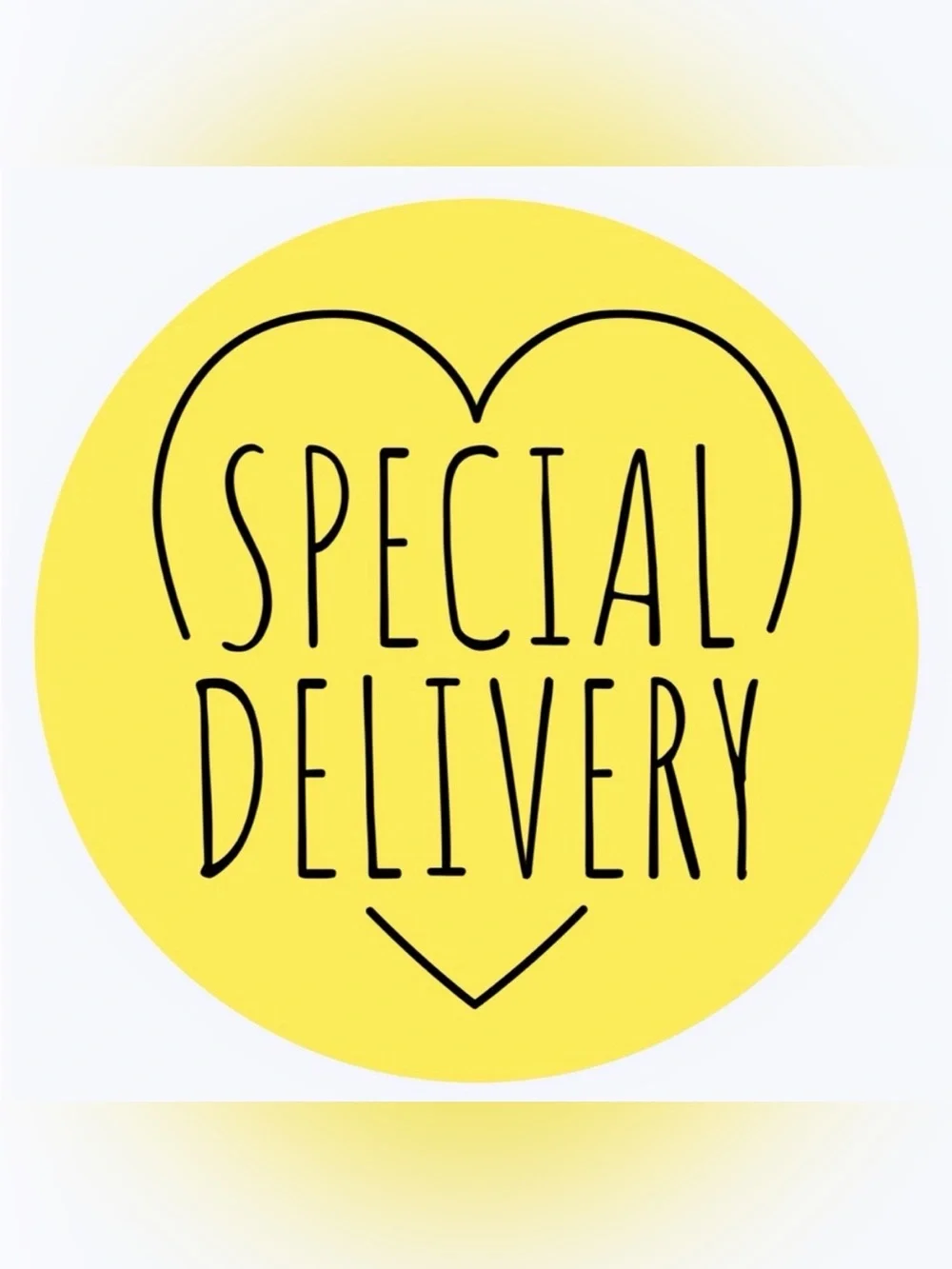 50 SHIPPING STICKERS - 2” ROUND - SPECIAL DELIVERY - YELLOW